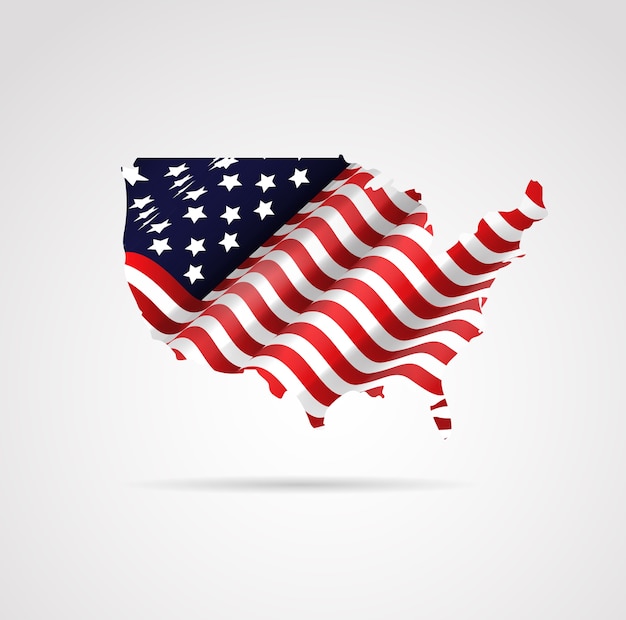 Vector map and flag of usa isolated