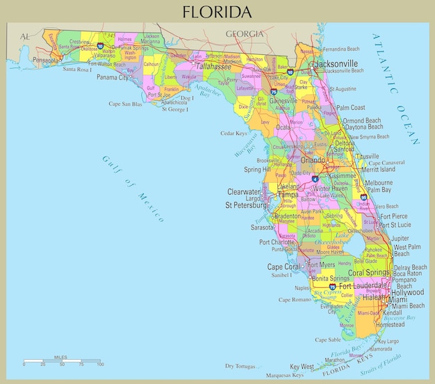 Vector map of florida united states