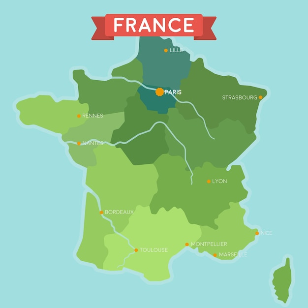 Vettore mappa della francia con le regioni