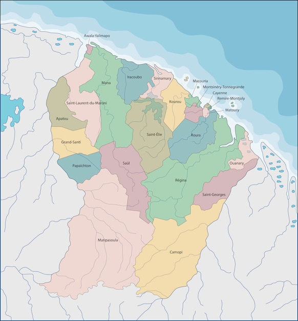 Vettore mappa della guiana francese
