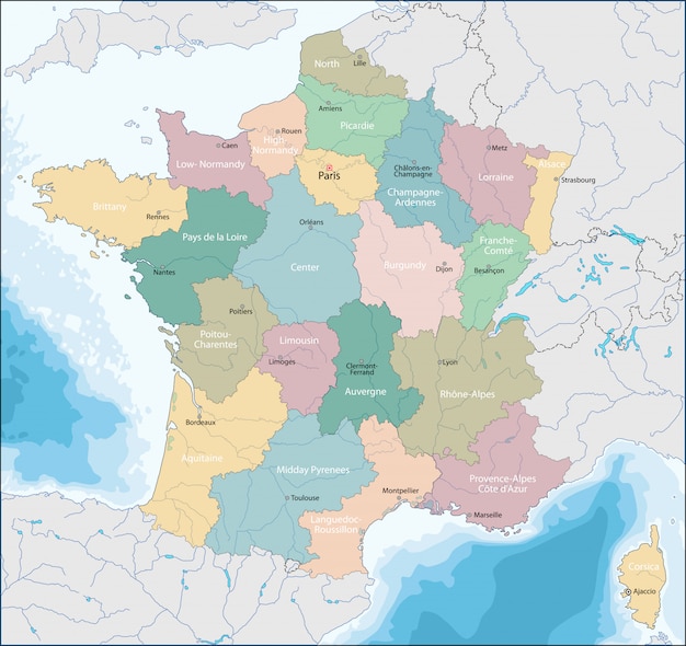 フランス共和国の地図