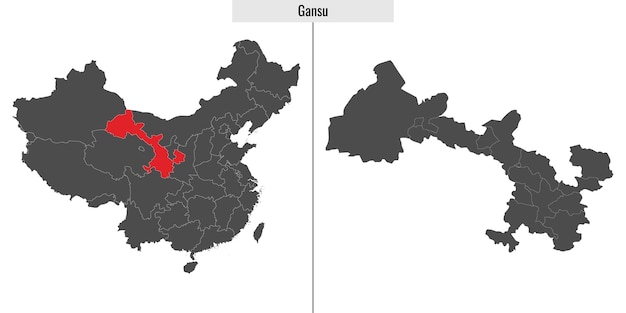 Map of Gansu province of China