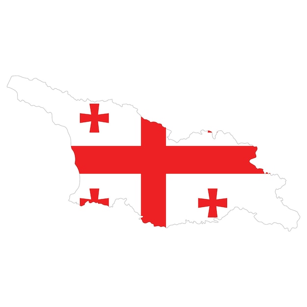 Map of georgia with national flag of georgia