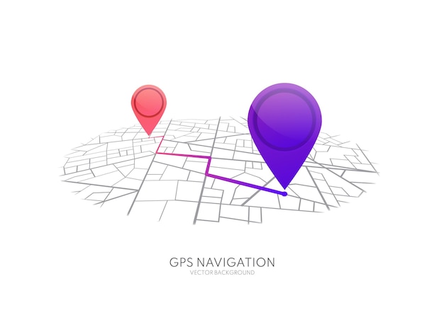 핀 경로 대시 보드 앱 경로 탐색기가있는 GPS 네비게이션 도시 거리지도지도