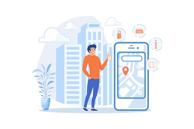 карта и gps метки на экране получение информации город мобильный центр умный гид IoT и умный город