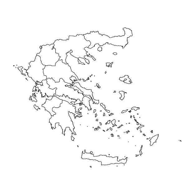 Mappa della grecia con regioni amministrative illustrazione vettoriale