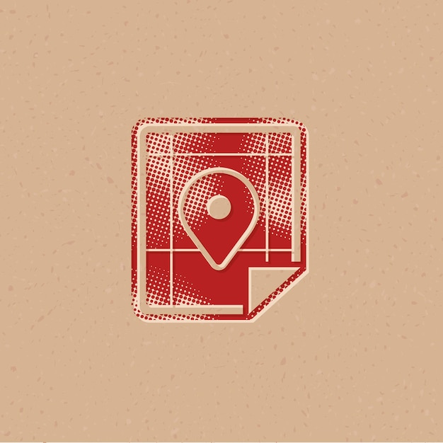 Vector map halftone style icon with grunge background vector illustration