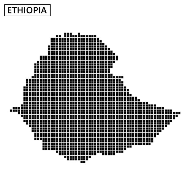 ユニークなドットパターンとデザイン要素でエチオピアの国境を強調した地図