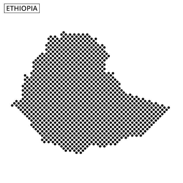 ユニークなドットパターンとデザイン要素でエチオピアの国境を強調した地図