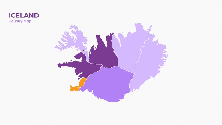 Vector map of iceland isolated modern colorful state