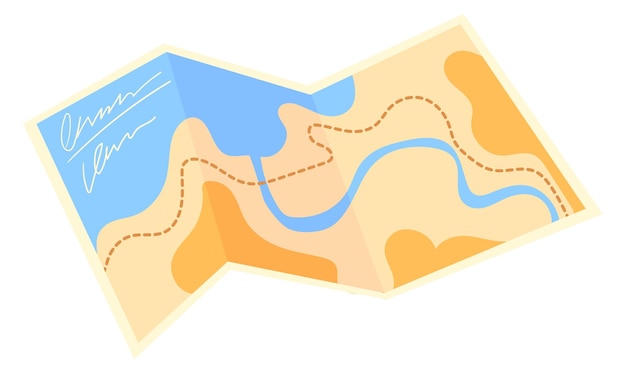 Vettore icona mappa strumento cartoon di navigazione su carta piegata isolato su sfondo bianco