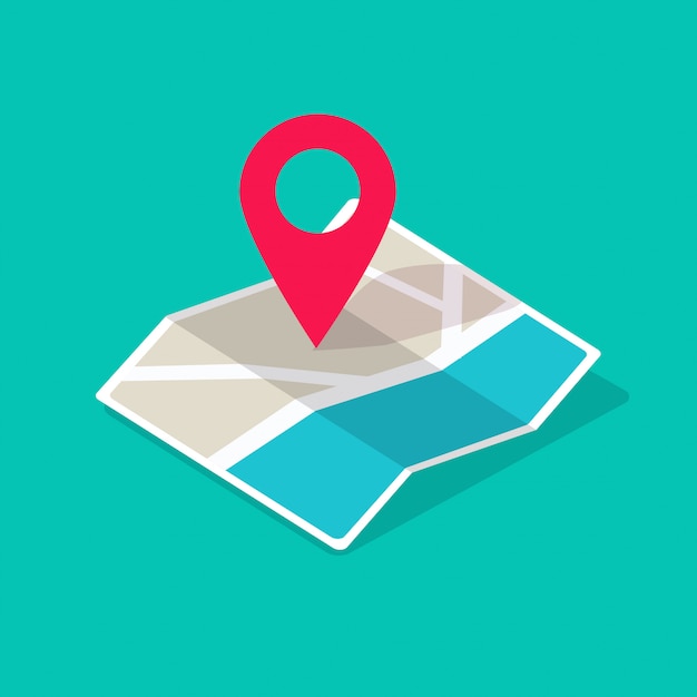 Vector map icon isometric with destination location pin pointer  illustration flat cartoon