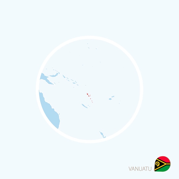 Map icon of Vanuatu Blue map of Oceania with highlighted Vanuatu in red color