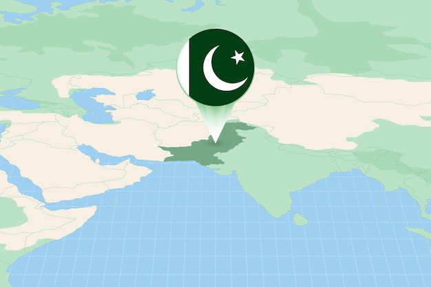 Vector map illustration of pakistan with the flag cartographic illustration of pakistan