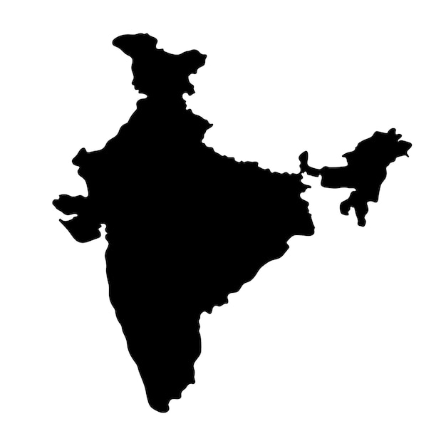 Map of India silhouette  isolated on white background