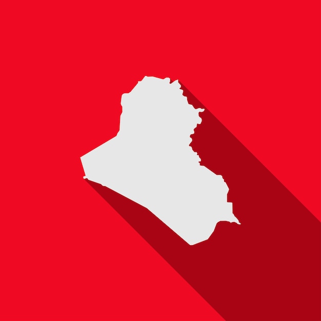 Map of iraq on red background with long shadow