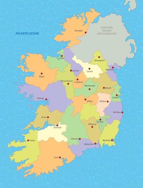 Vettore mappa dell'irlanda