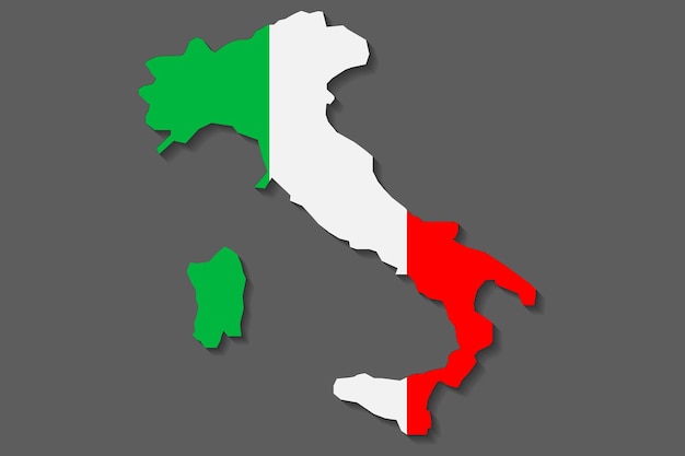 Map of Italy on a gray background