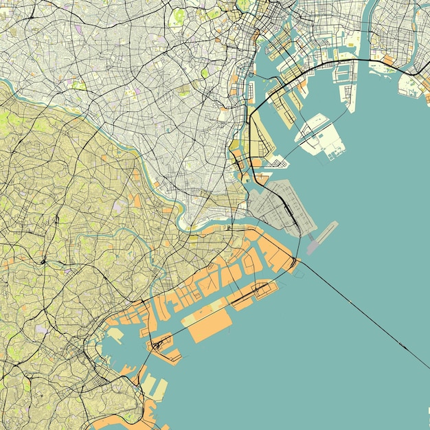 Vector map of kawasaki kanagawa japan