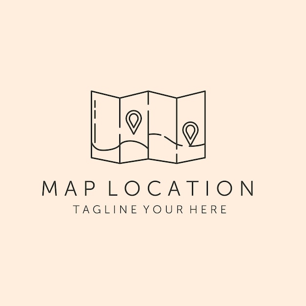 Map location icon line art logo vector symbol illustration design