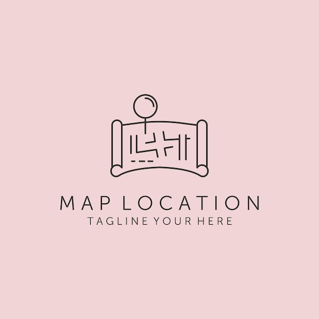 Map location line art logo vector symbol illustration design