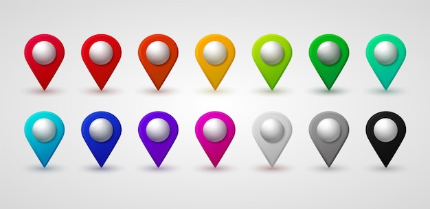 Map location pointer 3d arrow color navigation icon for web banner logo or badge 3d style