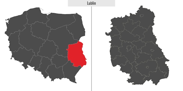 Map of Lublin voivodship province of Poland