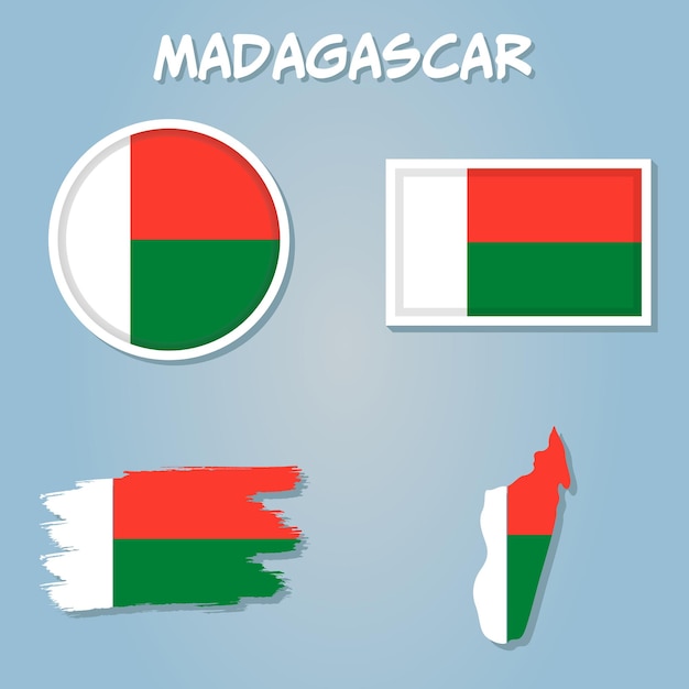 Map of Madagascar on Flag of Madagascar on it