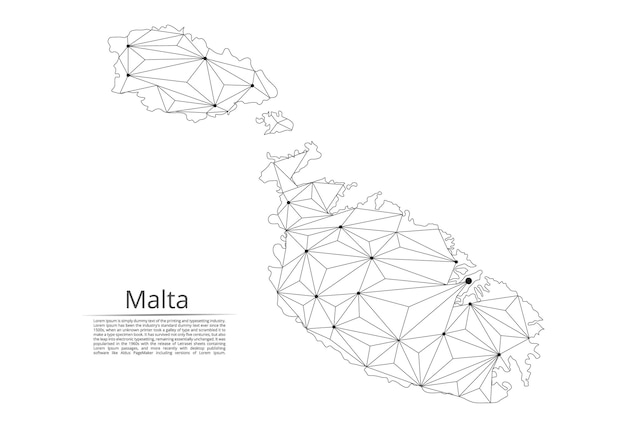 Collegamento mappa di malta immagine vettoriale lowpoly di una mappa globale con luci a forma di città