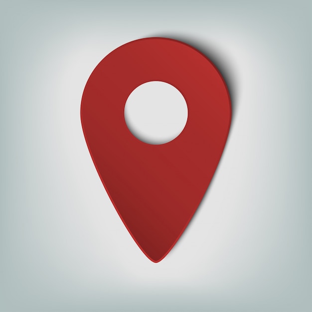 Map marker icon with an oval gradient in smooth pattern. The red sphere isolated from the white background Web design