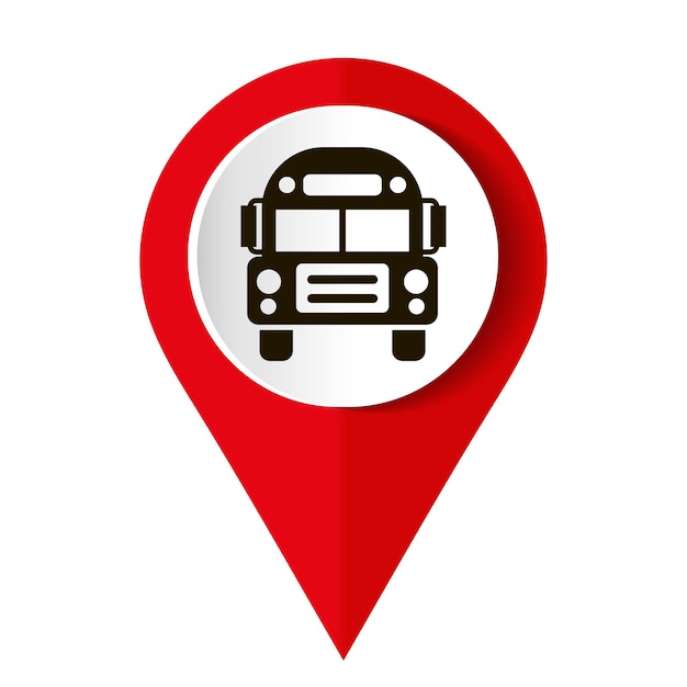 Map marker with icon of a bus vector illustration