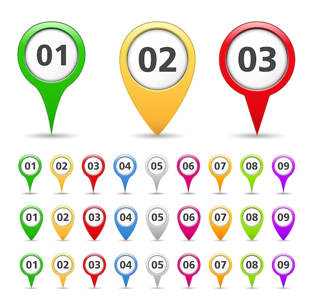 Map markers with numbers