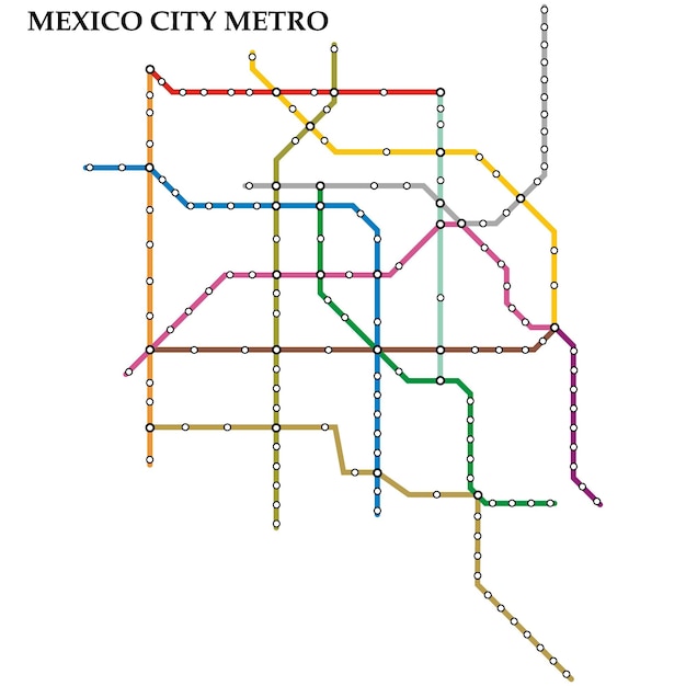 Vettore mappa della metropolitana di città del messico