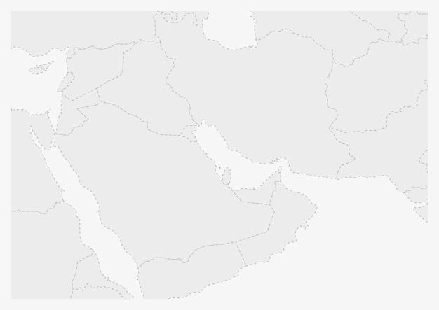 Vector map of middle east with highlighted bahrain map