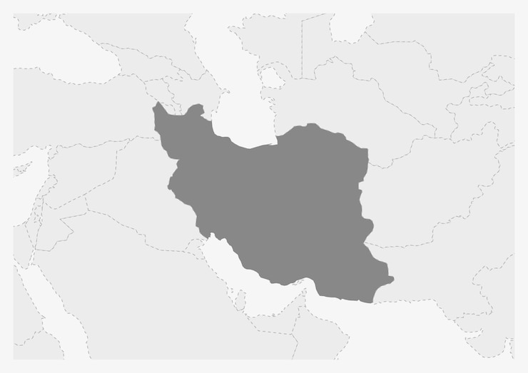 वेक्टर map of middle east with highlighted iran map