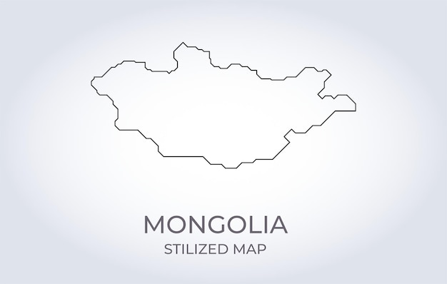 Vector map of mongolia in a stylized minimalist style