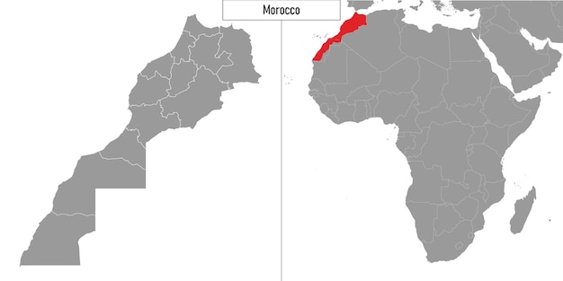 map of Morocco and location on Africa map Vector illustration