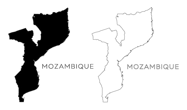 Una mappa del mozambico e del paese del mozambico.