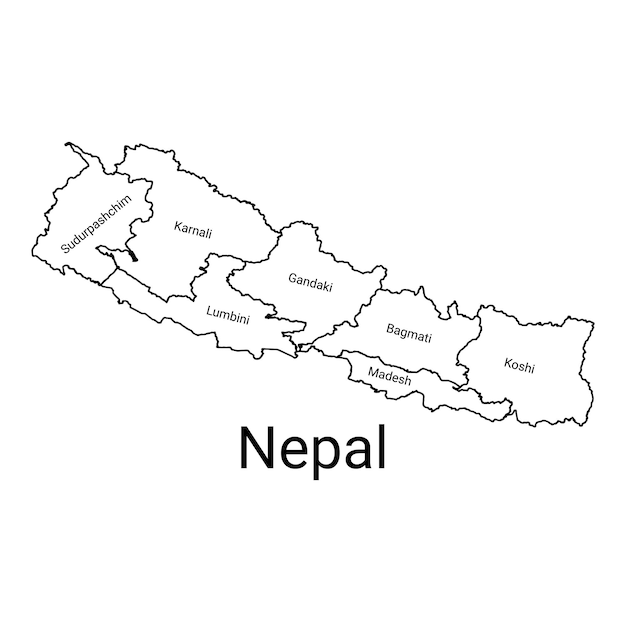 Map of nepal outline with province