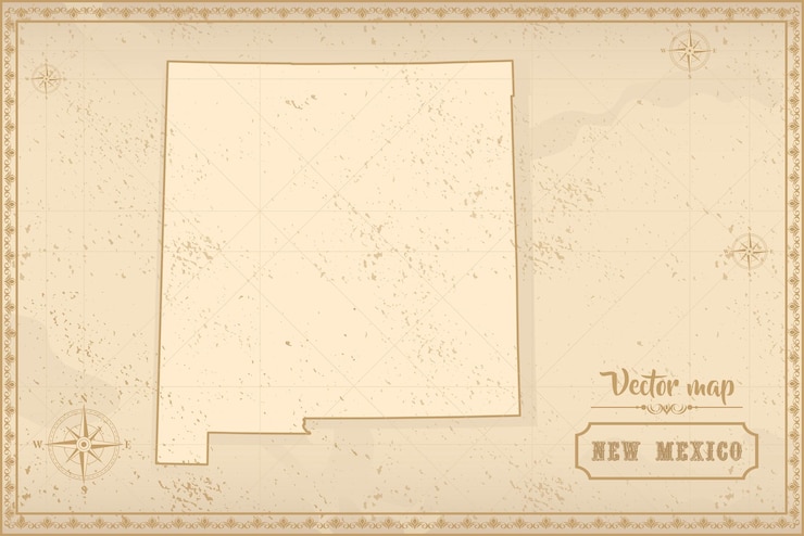 Vector 旧式のニューメキシコの地図レトロファンタジースタイルの茶色のグラフィックス
