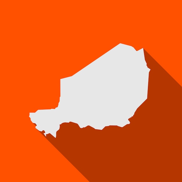 Map of Niger on orange Background with long shadow