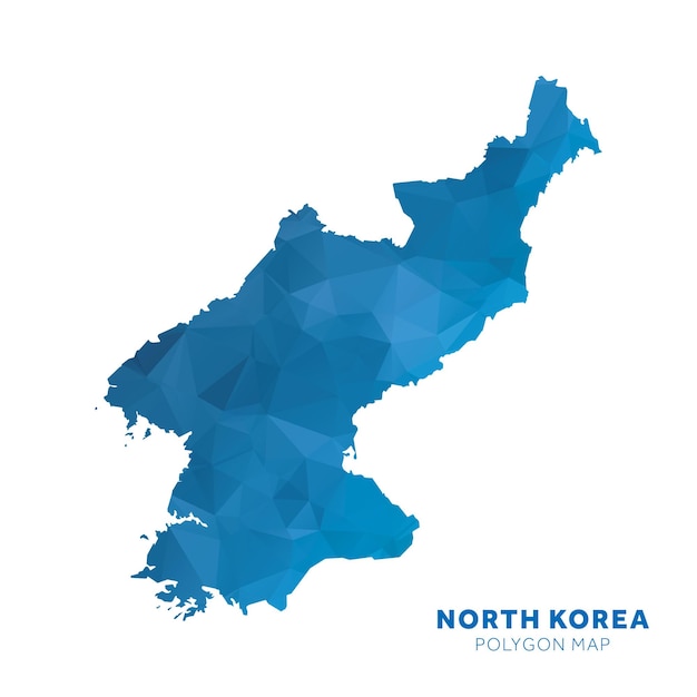 Map of North Korea Blue geometric polygon map