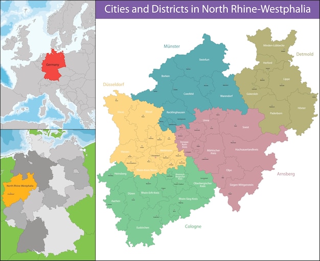 Mappa del nord reno-westfalia