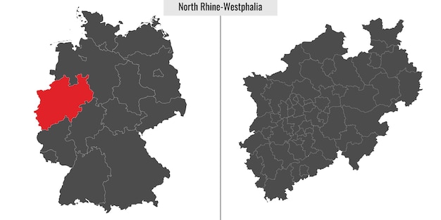 Map of North RhineWestphalia state of Germany