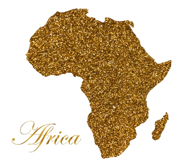 Карта силуэта африки с текстурой золотого блеска