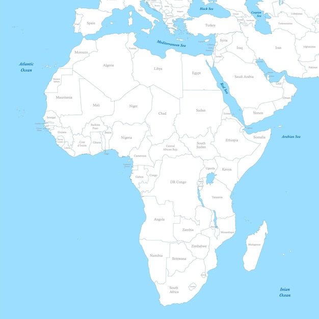 ベクトル 州の国境を持つアフリカの地図