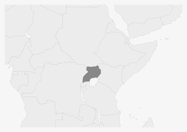 強調表示されたウガンダ マップとアフリカの地図