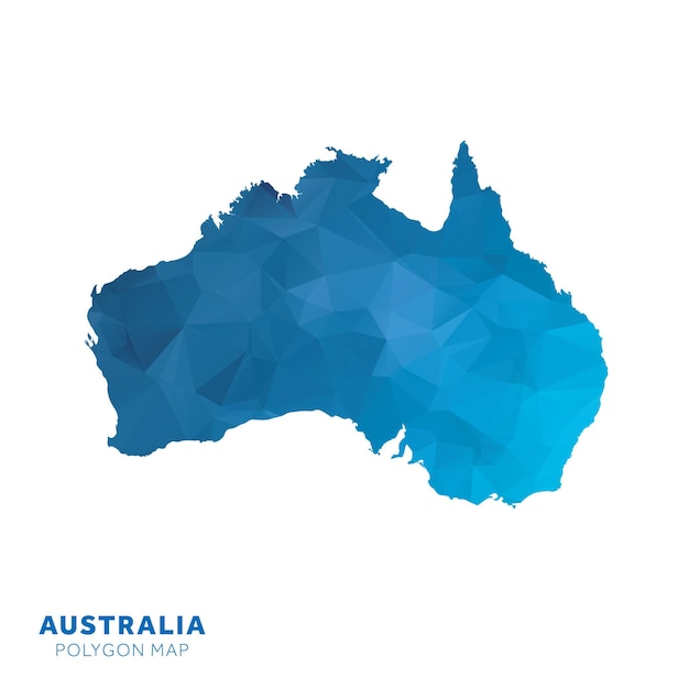 オーストラリアの地図青い幾何学的な多角形の地図