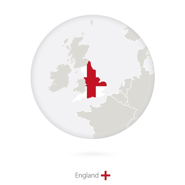 円のイギリスと国旗の地図イギリスの地図の輪郭と旗ベクトル図