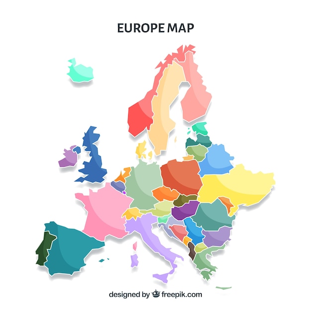 ベクトル フラットスタイルの色を使ったヨーロッパの地図